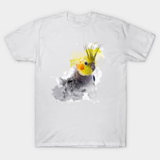 Aquarell Watercolor Splatter Cockatiel Parrot T-Shirt